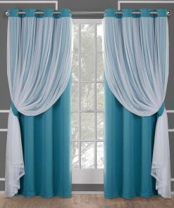 Màn cửa 2 lớp chống nóng màu xanh